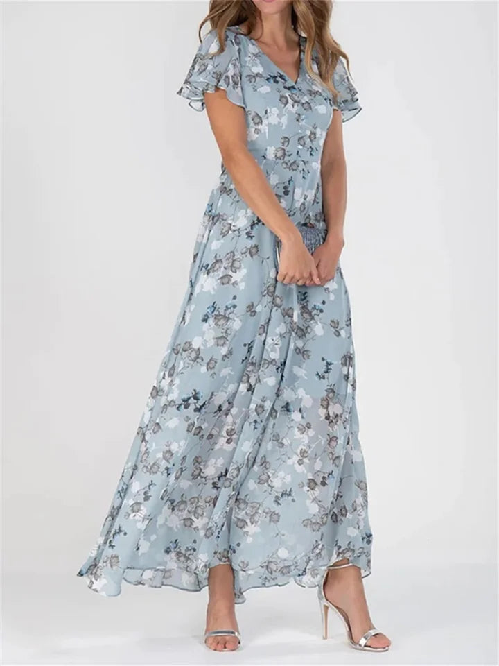 Valérie - Robes Midi Imprimées à Manches Longues