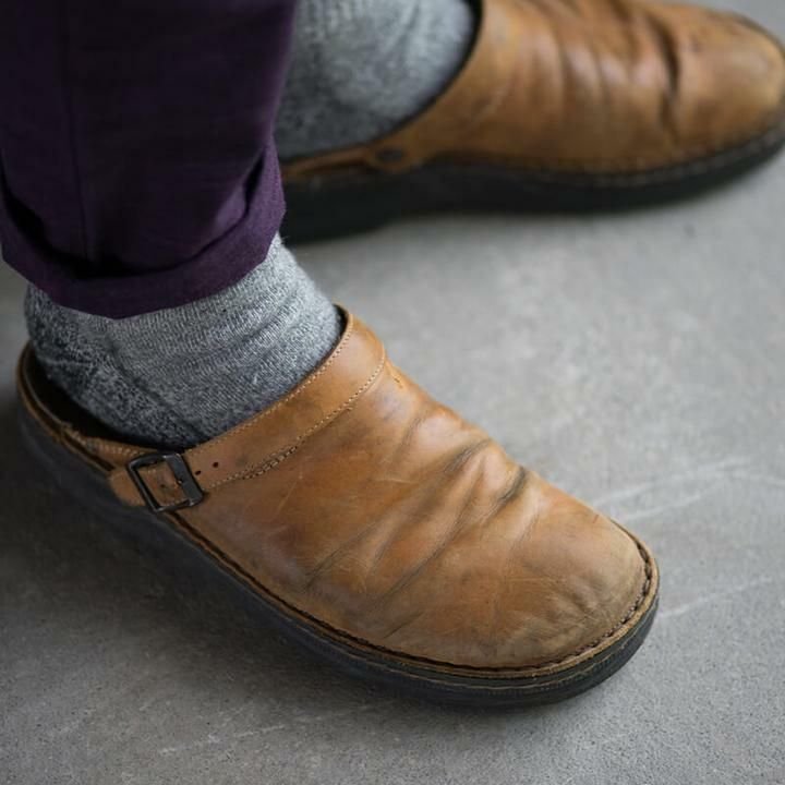 Étienne – Pantoufles orthopédiques en cuir pour homme, confort supplémentaire