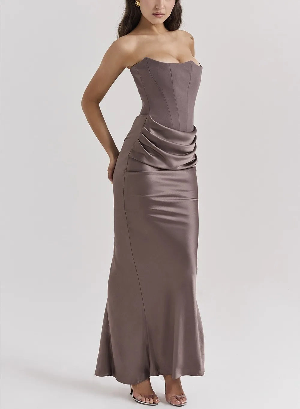 Robe Longue Moulante Sans Bretelles blanc