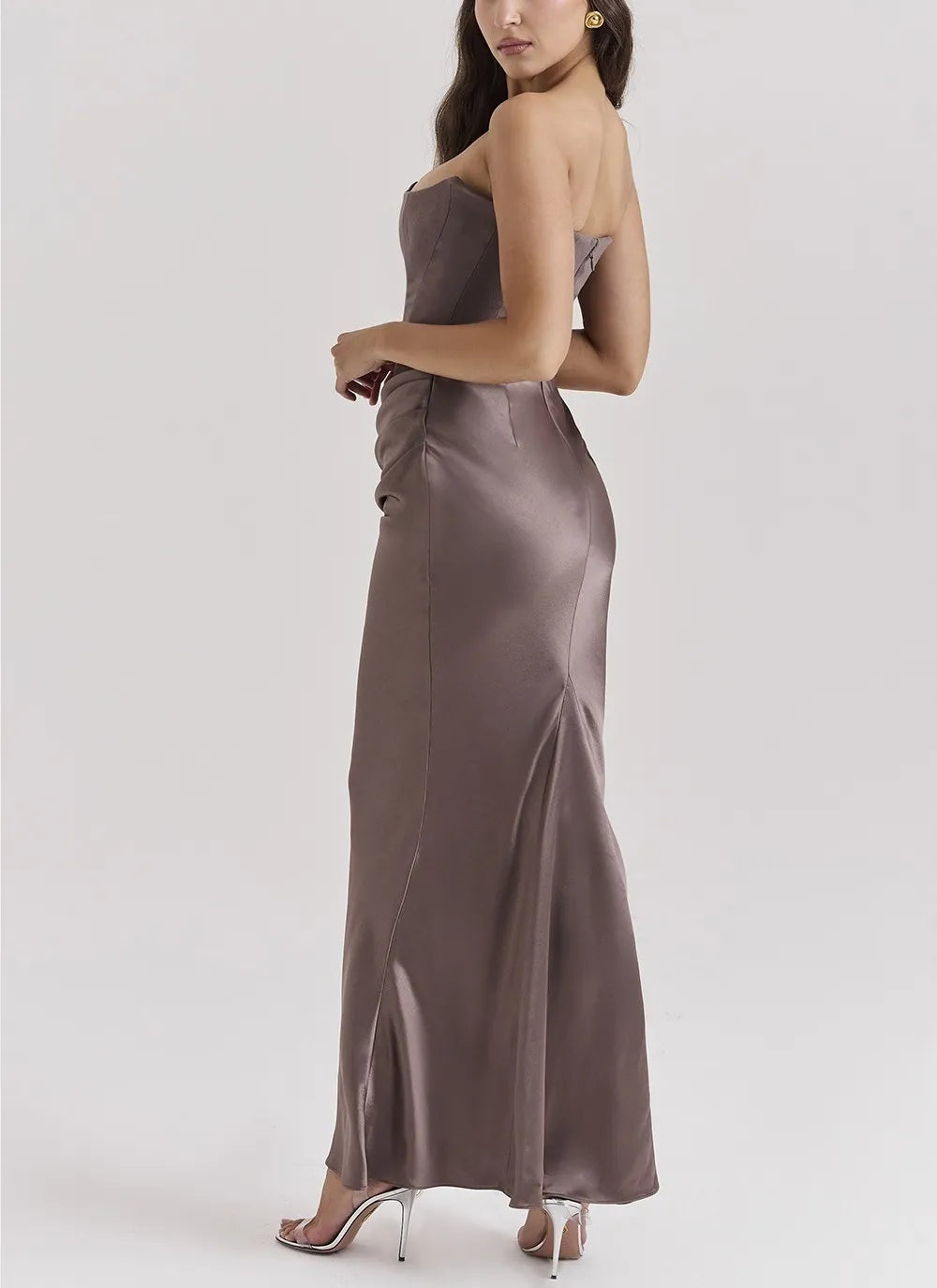 Robe Longue Moulante Sans Bretelles blanc