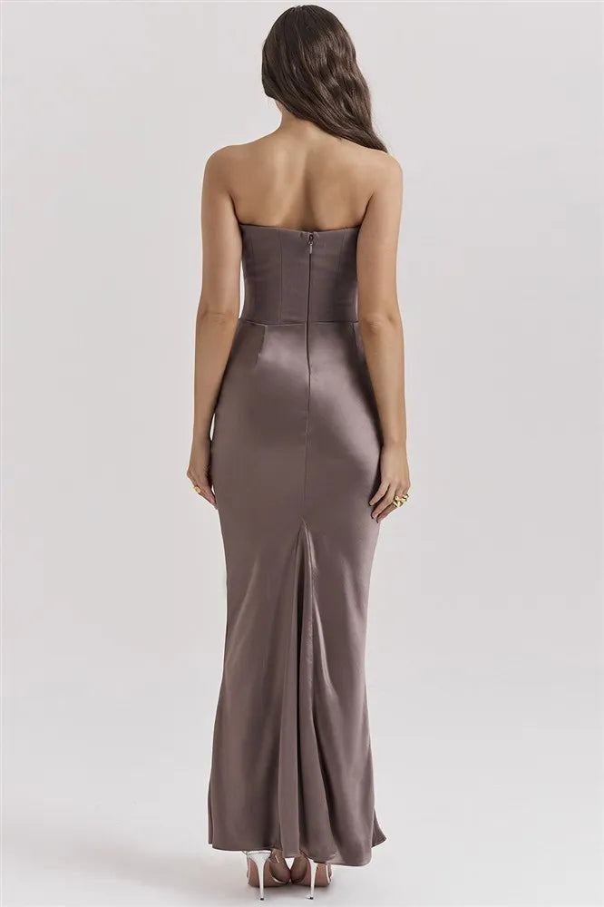 Robe Longue Moulante Sans Bretelles blanc