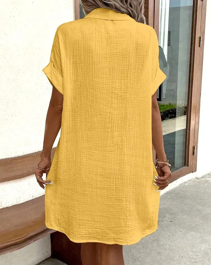 Robe Chemise d'Été à Manches Courtes vert