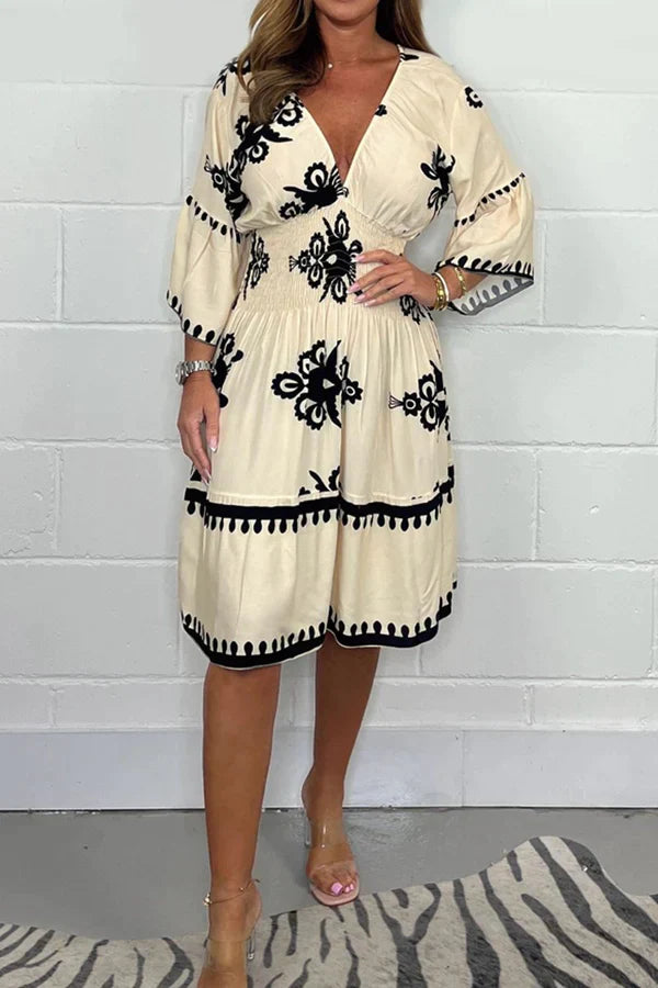 Naomi - Robe imprimée avec décolleté en V