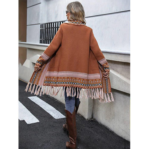 Meadow | Cardigan Long Pour Femme | Ourlet À Pampilles