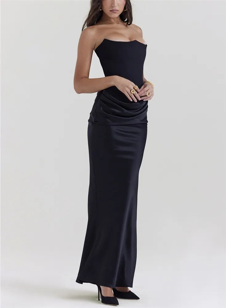 Robe Longue Moulante Sans Bretelles blanc
