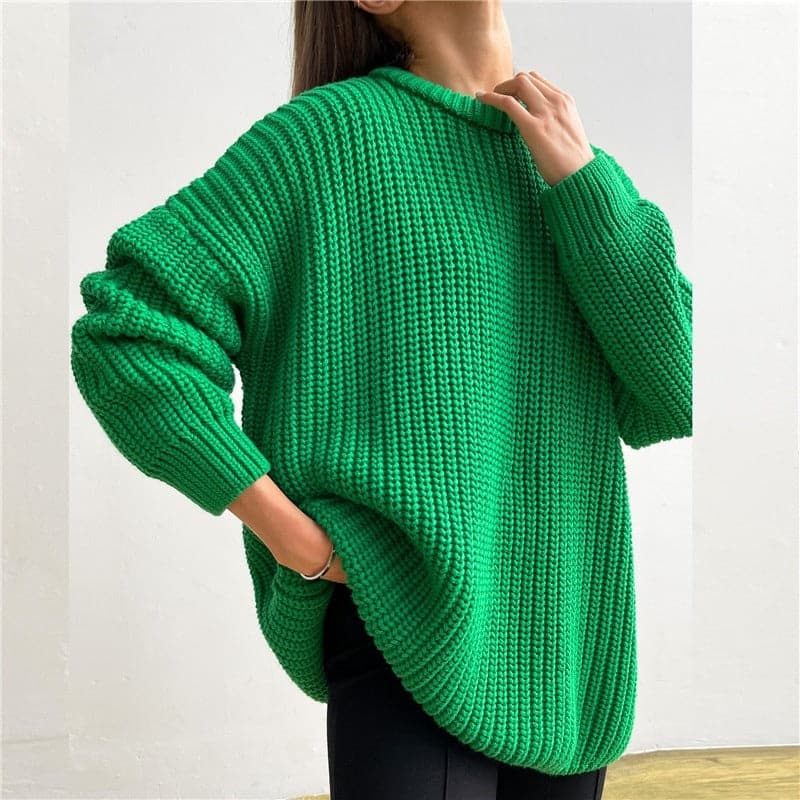 Molly - Pull tricoté tendance de couleur unie à encolure ronde