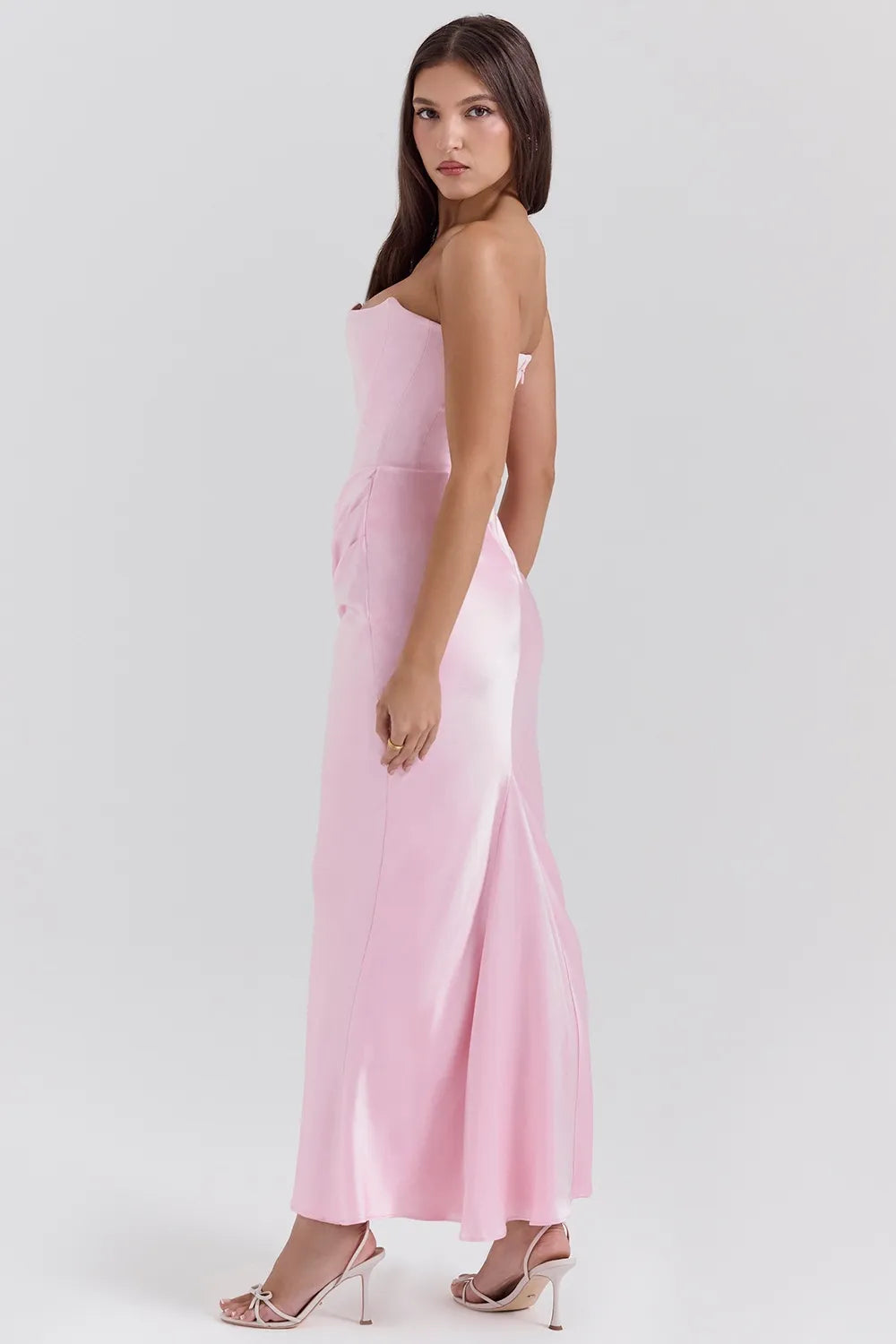 Robe Longue Moulante Sans Bretelles blanc