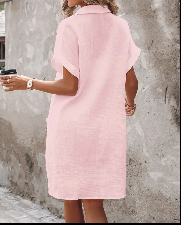 Robe Chemise d'Été à Manches Courtes vert