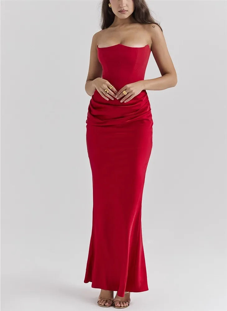 Robe Longue Moulante Sans Bretelles blanc