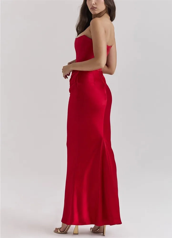 Robe Longue Moulante Sans Bretelles blanc