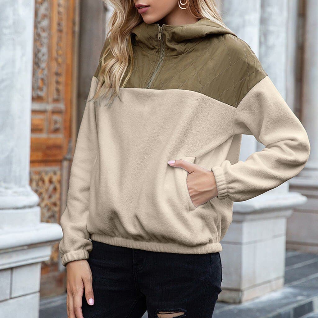 Jelica - Sweat à capuche tendance bicolore