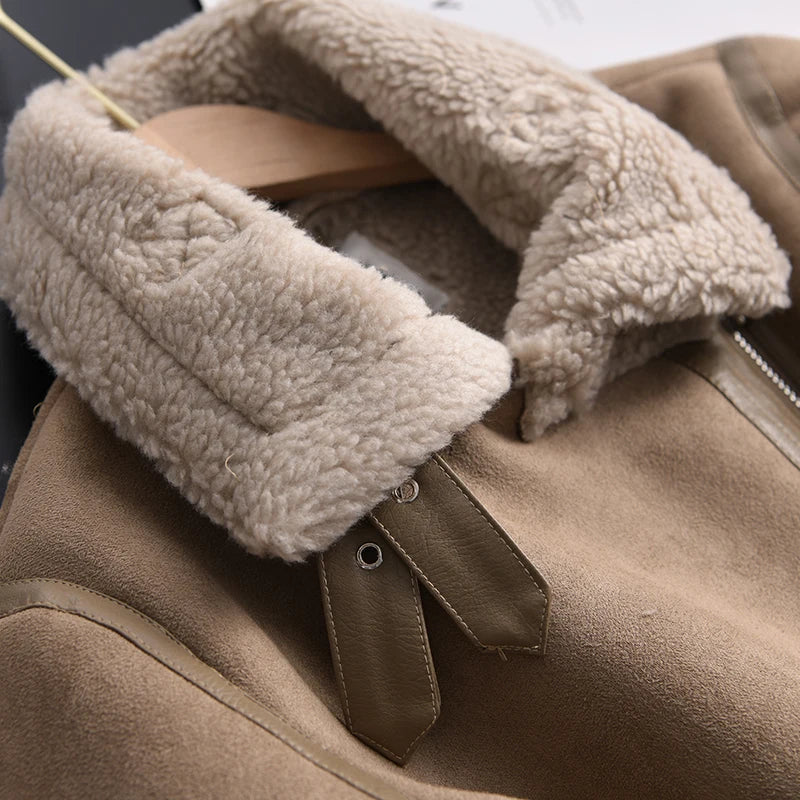 Olivia Suede Luxe - Manteau d'hiver élégant en daim