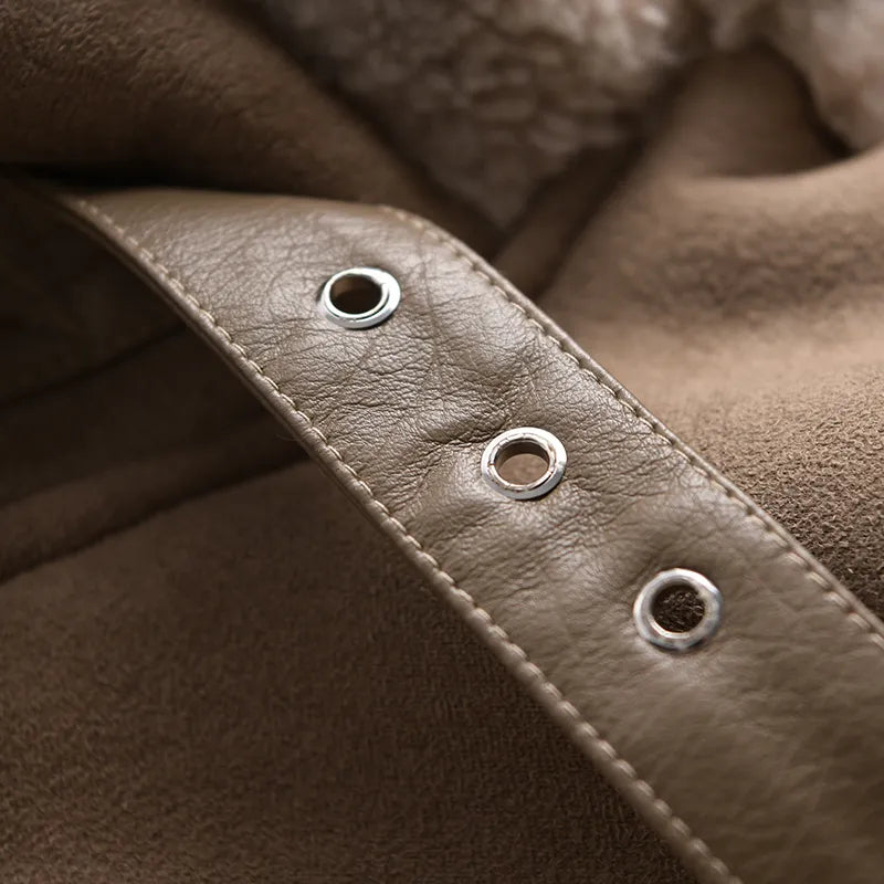 Olivia Suede Luxe - Manteau d'hiver élégant en daim