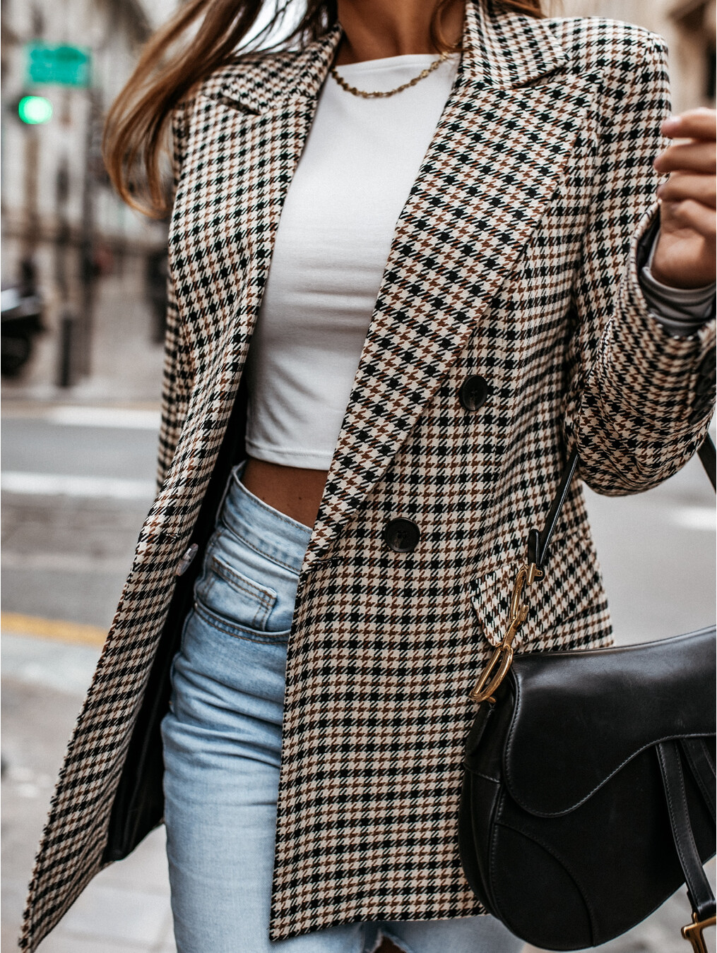 Yvonne – Blazer à carreaux élégant pour un look professionnel