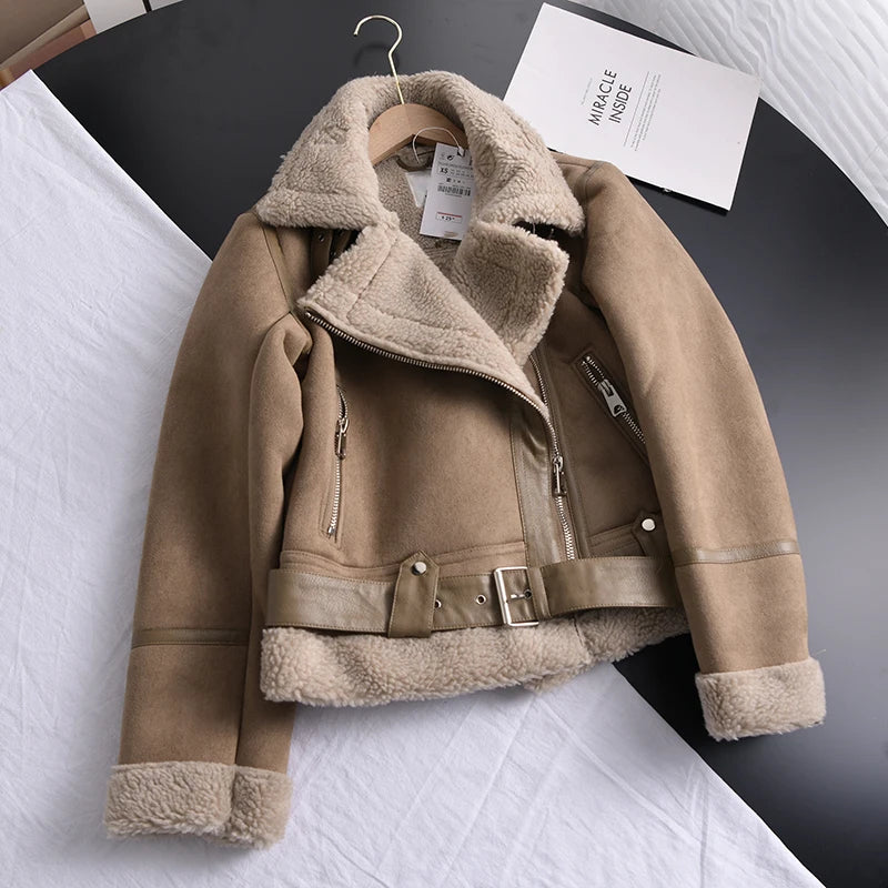 Olivia Suede Luxe - Manteau d'hiver élégant en daim