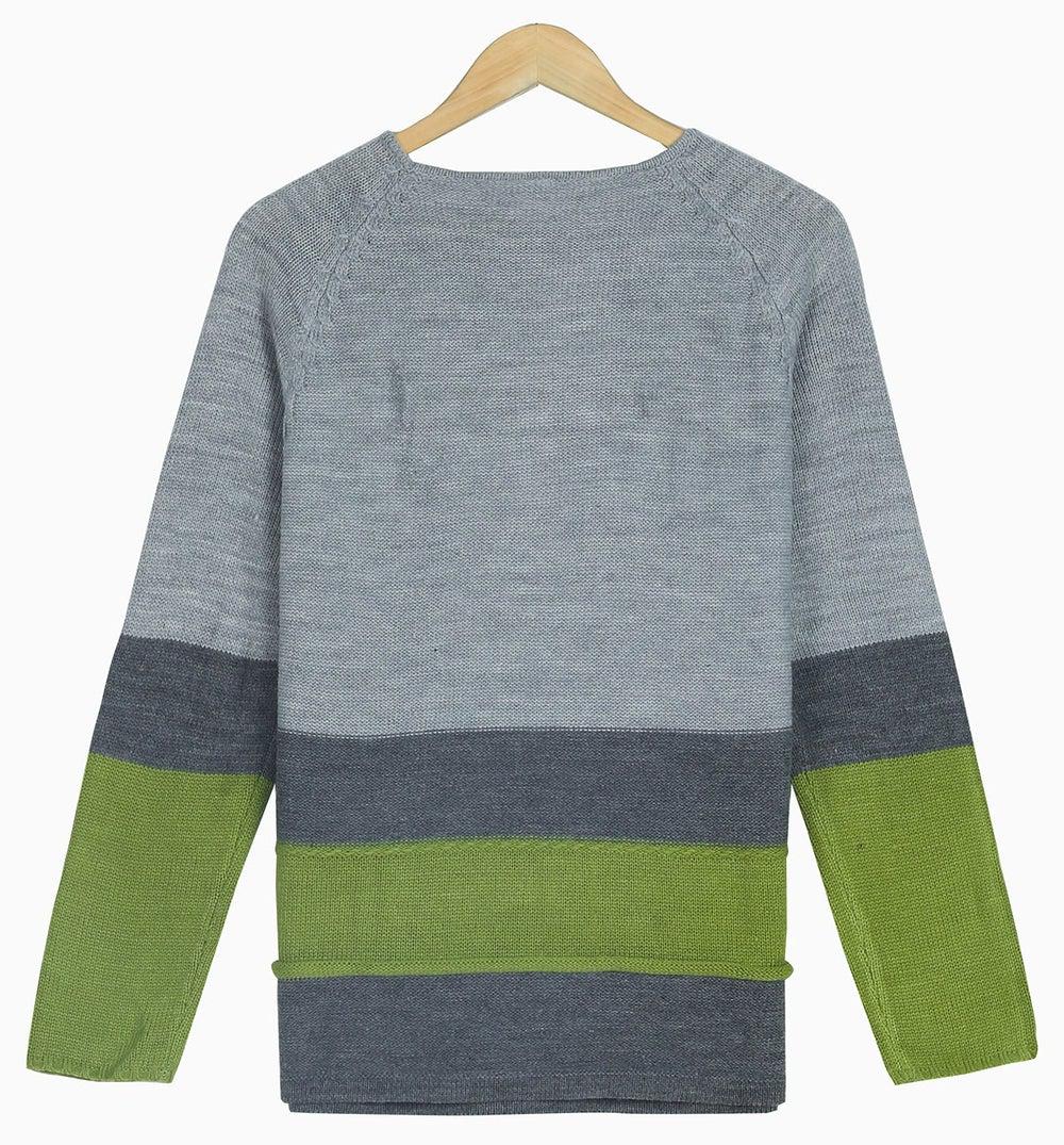 Léa - Pull moderne en blocs de couleur gris