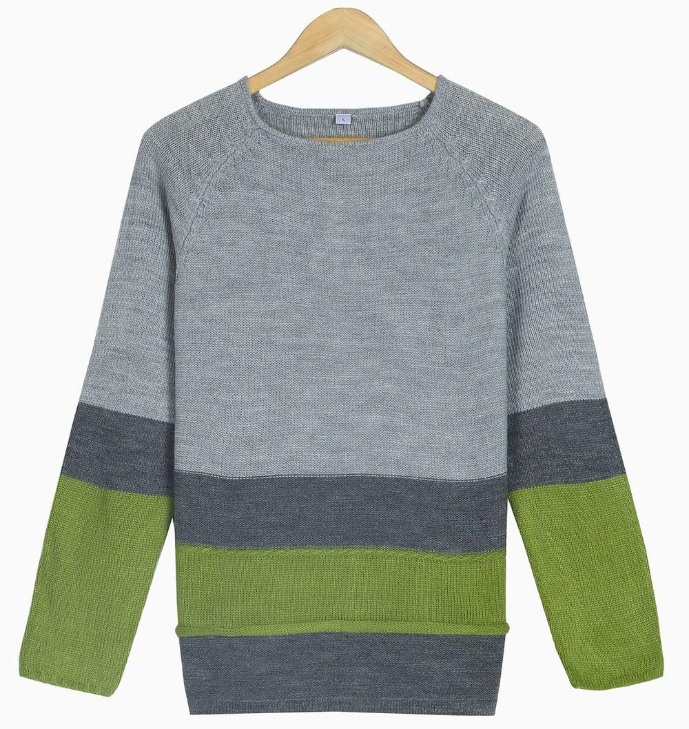 Léa - Pull moderne en blocs de couleur gris