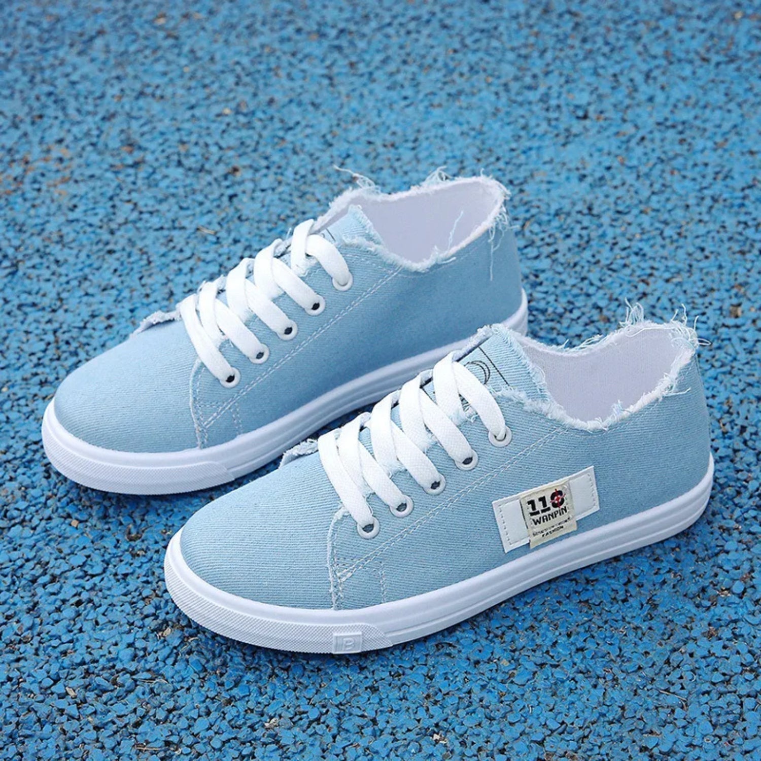 DenimBlue - Chaussures en toile bleues unies