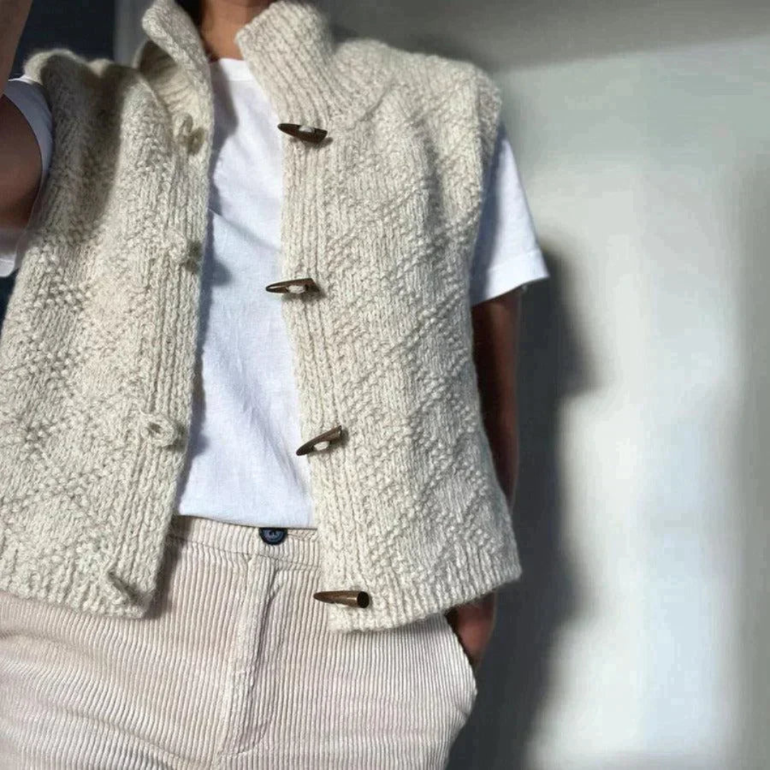 Florenci | Cardigan Sans Manches Femme | Bouton En Bas