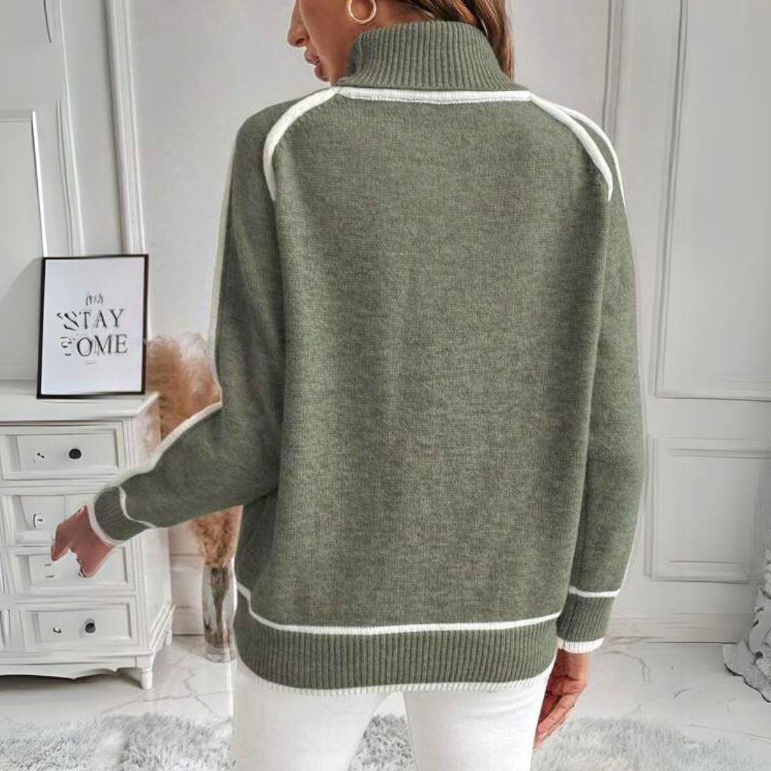 Evelyn - Pull tricot luxe vert olive