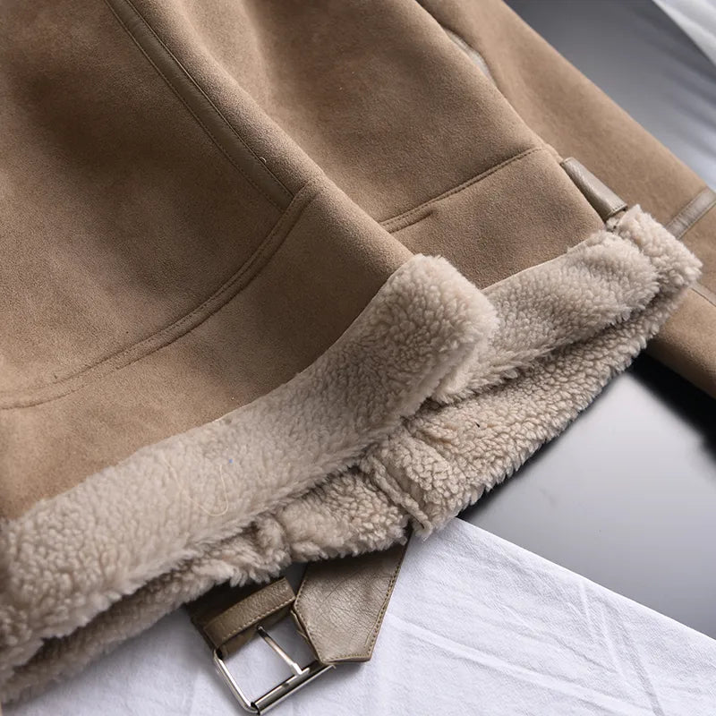 Olivia Suede Luxe - Manteau d'hiver élégant en daim