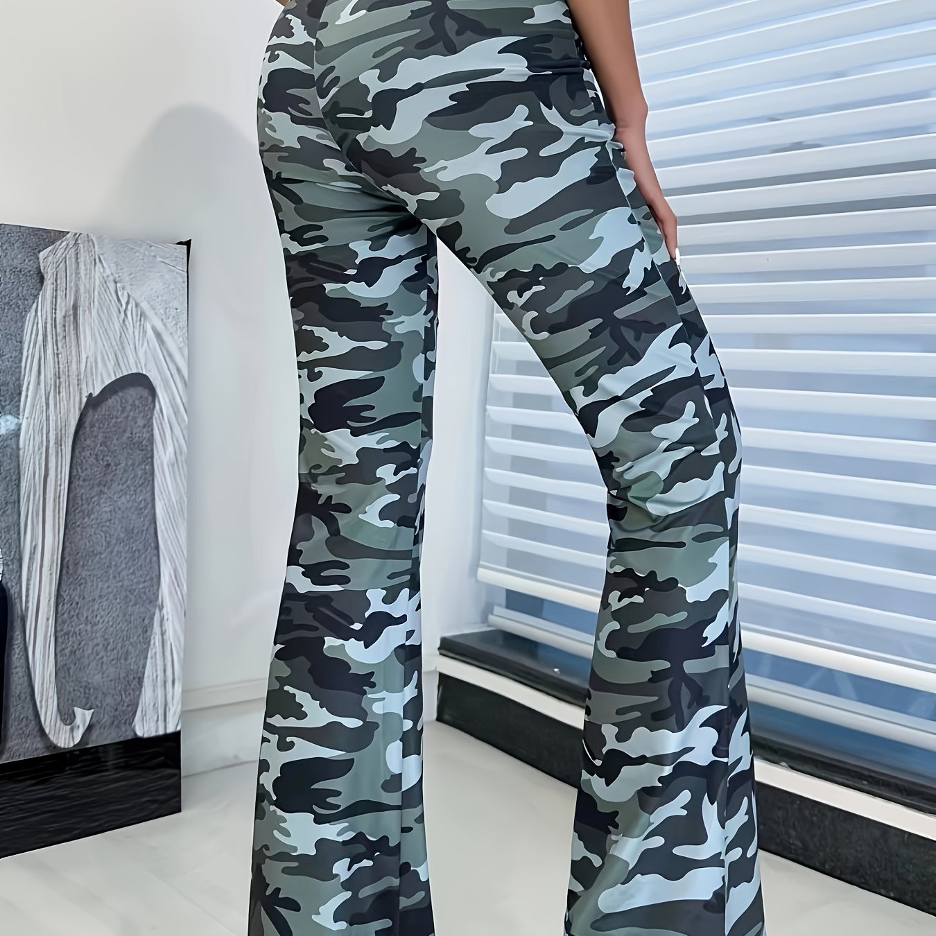 Élodie - Pantalon Évasé Camouflage