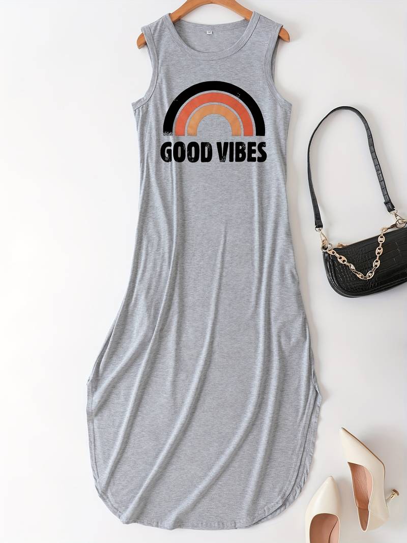 Good Vibes - Robe longue avec lettre imprimée