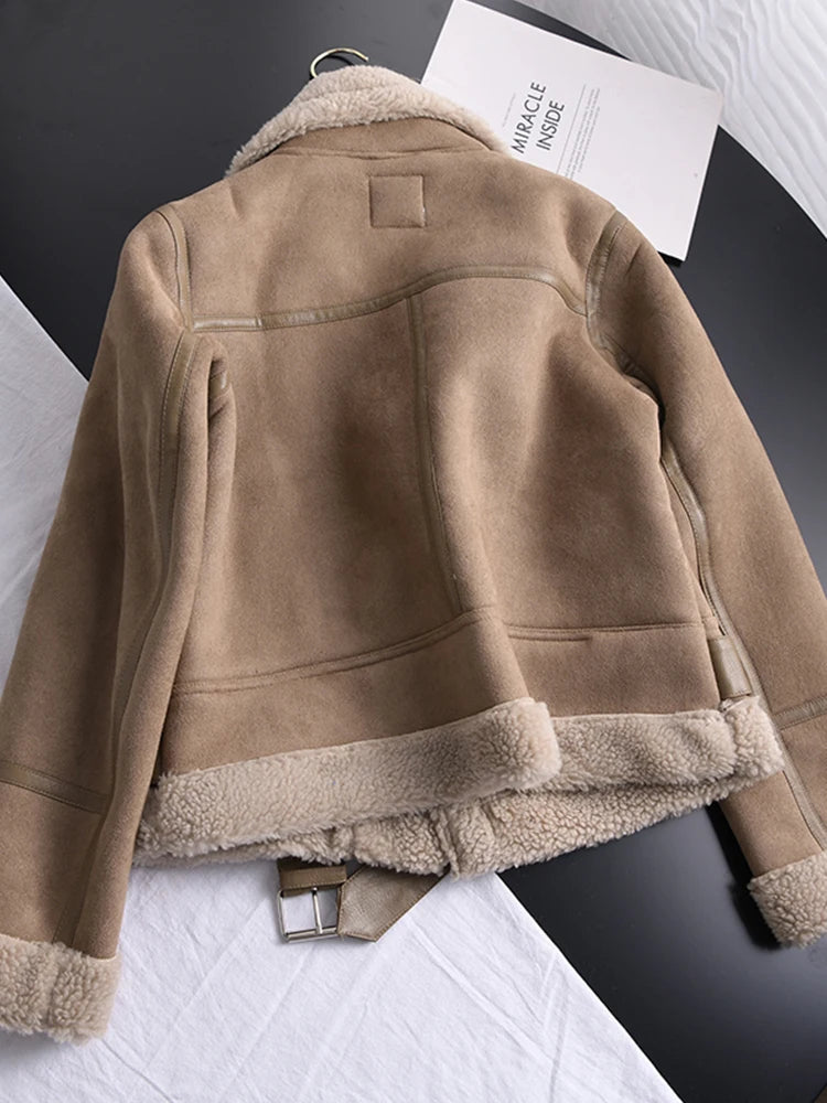 Olivia Suede Luxe - Manteau d'hiver élégant en daim