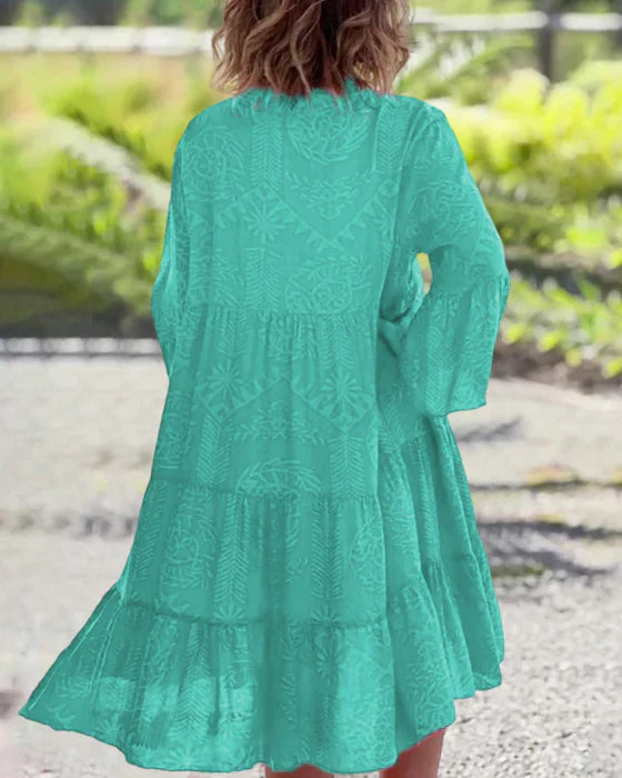 Robe à manches 3/4 et imprimé géométrique boho