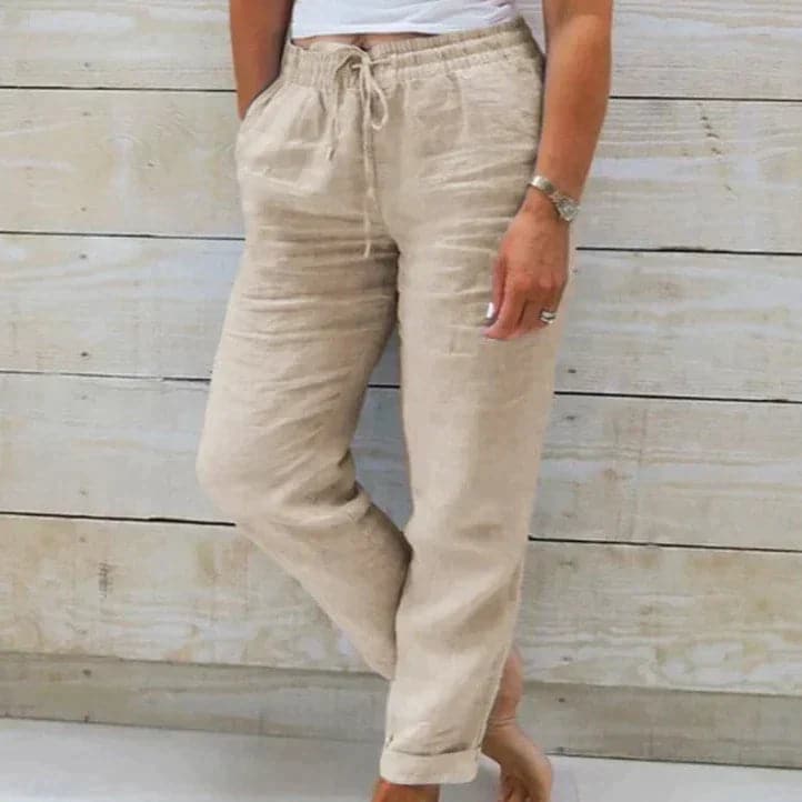 Anika - Pantalon confortable en coton avec taille élastiquée