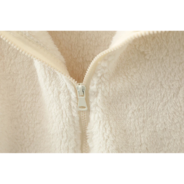 Sophie - Veste Sherpa Douce avec Fermeture Éclair et Col Haut, Gilet en Fleece