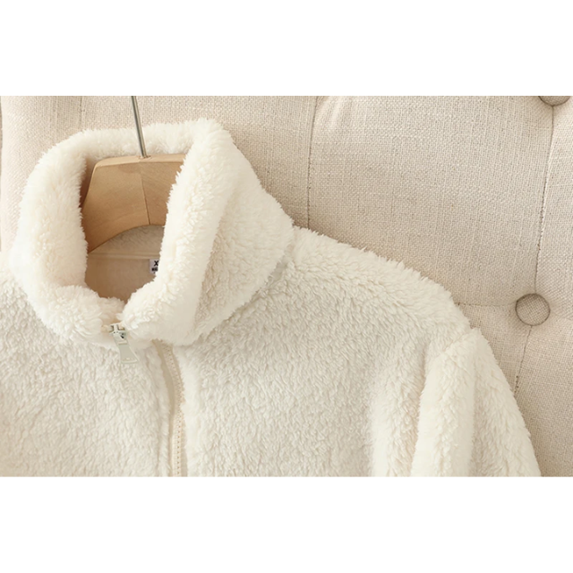 Sophie - Veste Sherpa Douce avec Fermeture Éclair et Col Haut, Gilet en Fleece