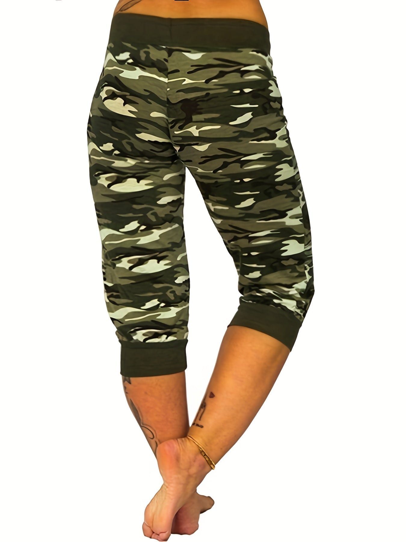 Nathalie - Leggings Capri Camouflage avec Cordon de Serrage