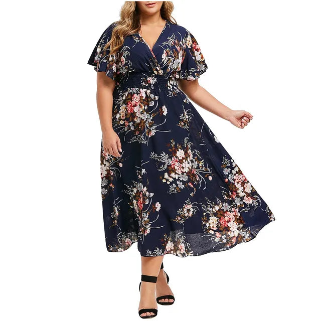 Sophie Paris® I Robe longue en mousseline florale pour femmes