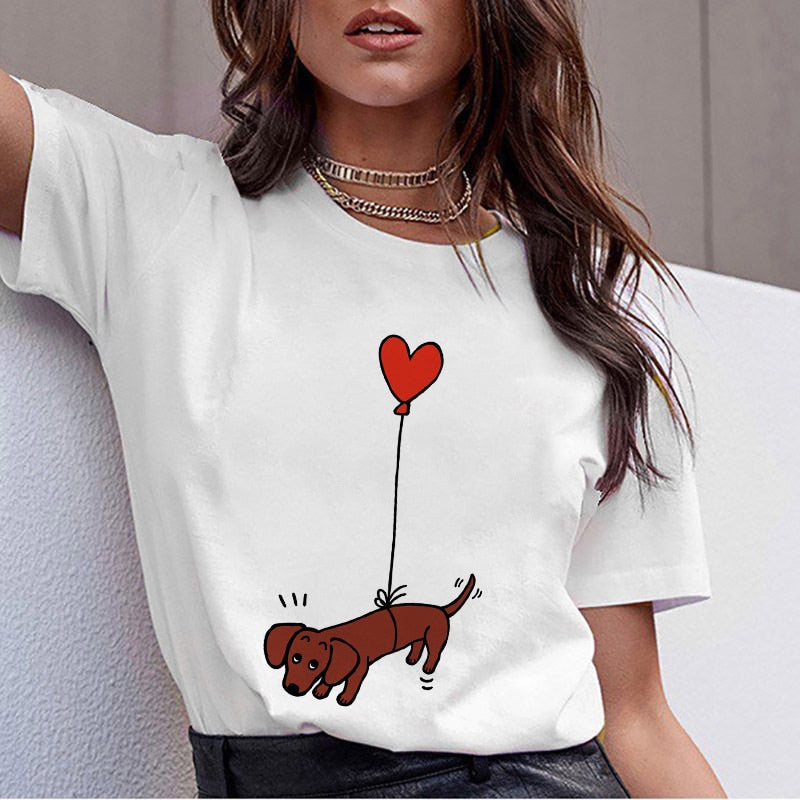 Puppy Love T-shirt - Chemise d'été avec motif teckel