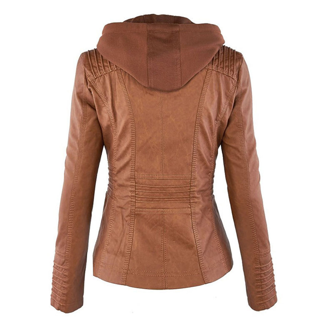 Eliane - Veste en Faux Cuir avec Capuche Styliste