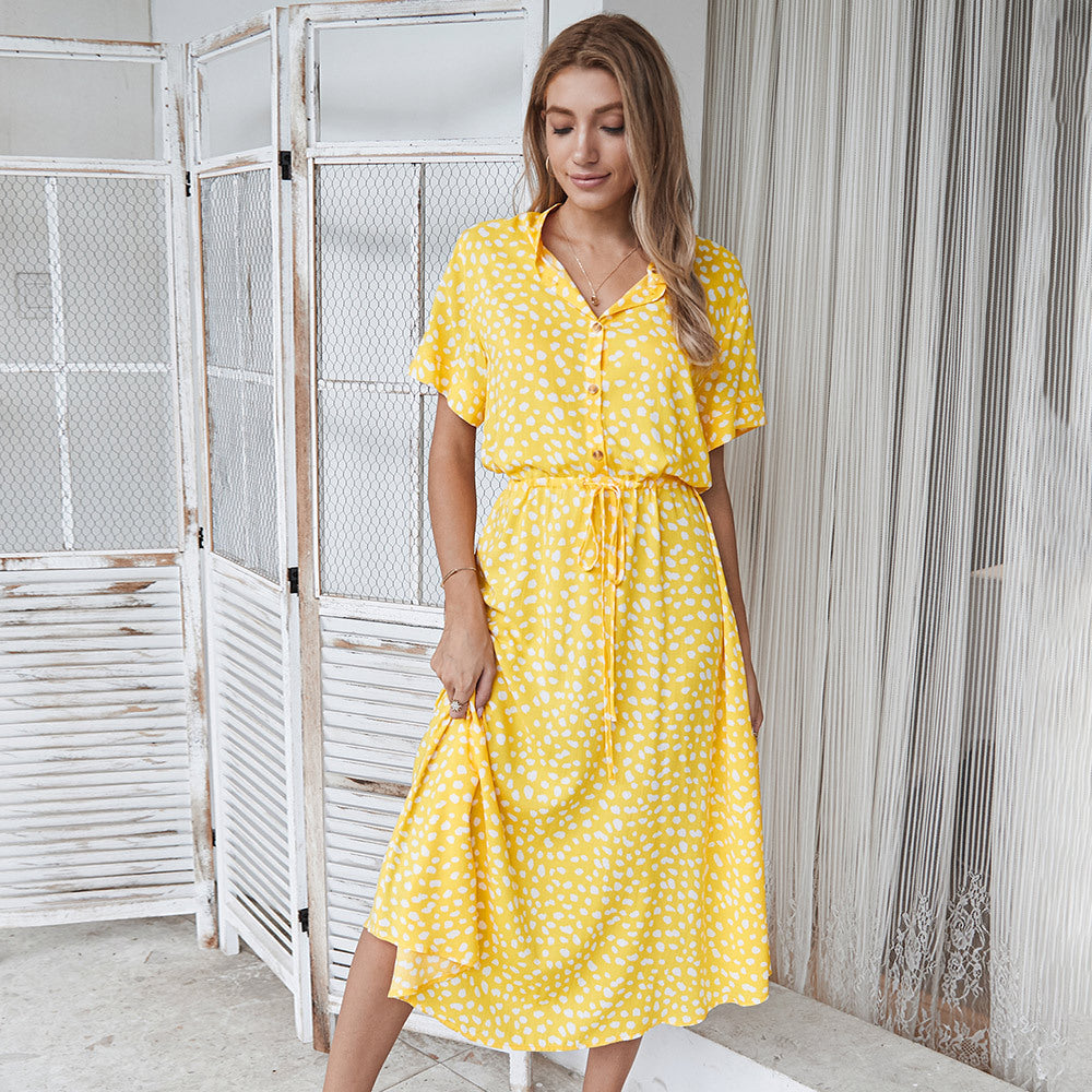 Boutique - Robe d'été à manches courtes et à pois