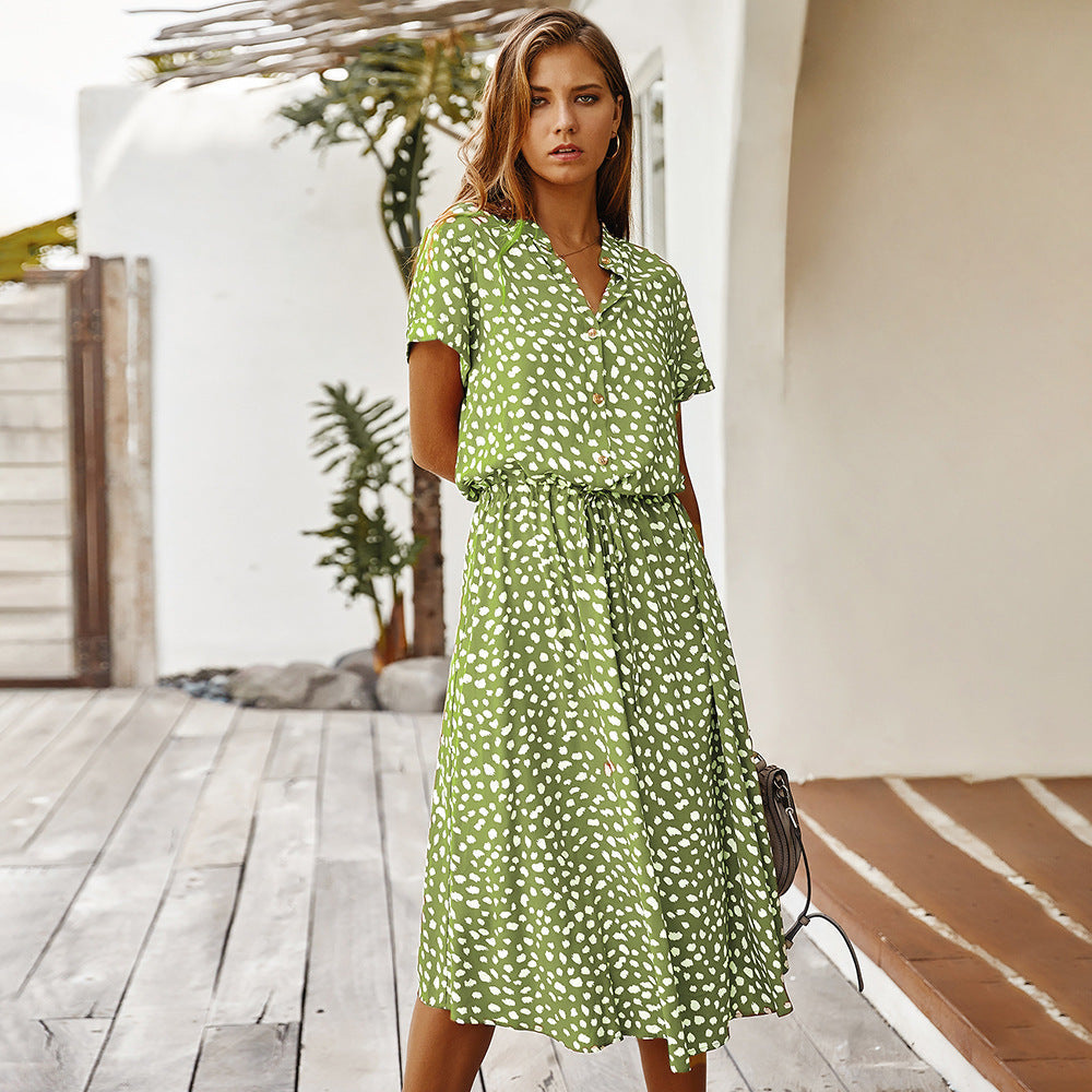 Boutique - Robe d'été à manches courtes et à pois