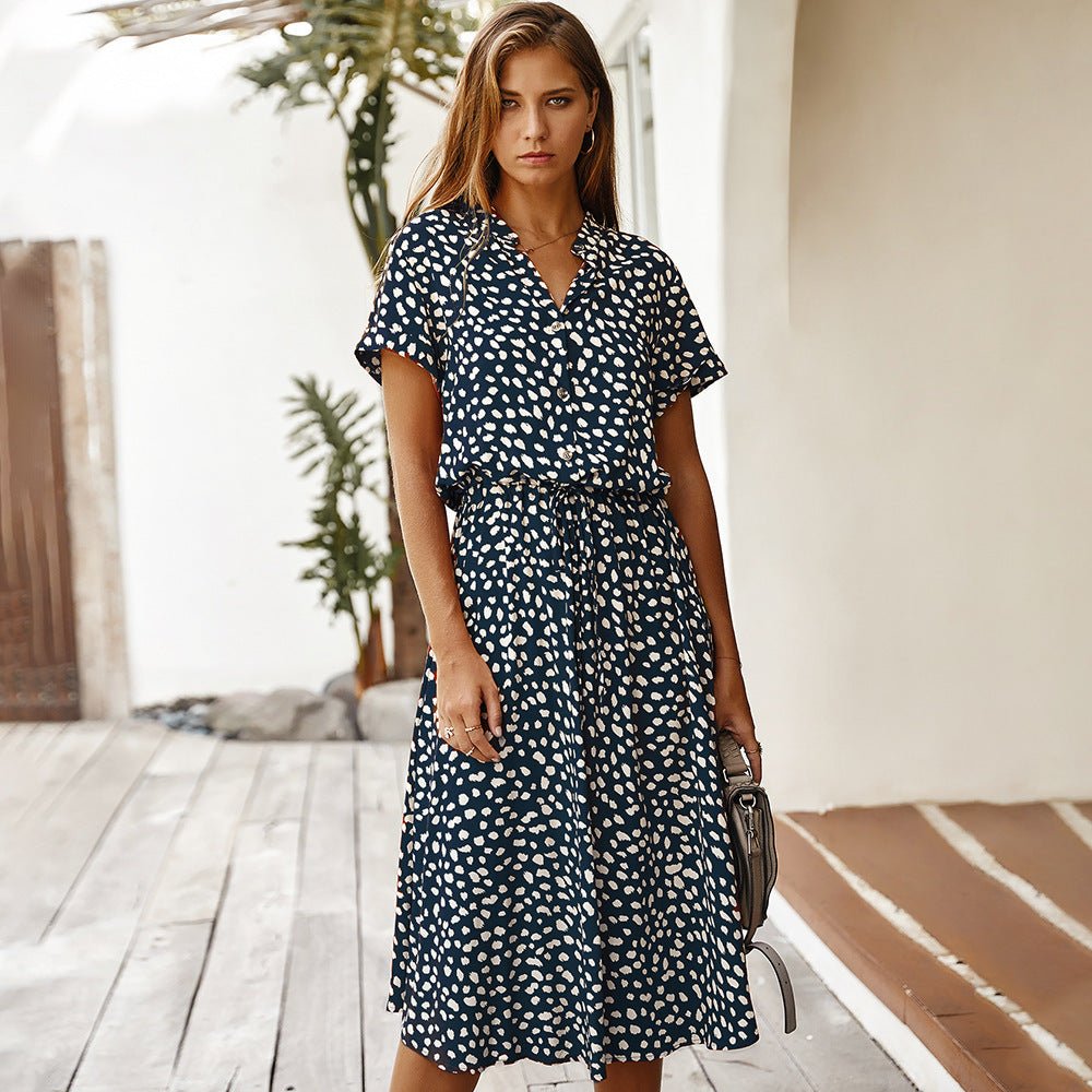 Boutique - Robe d'été à manches courtes et à pois