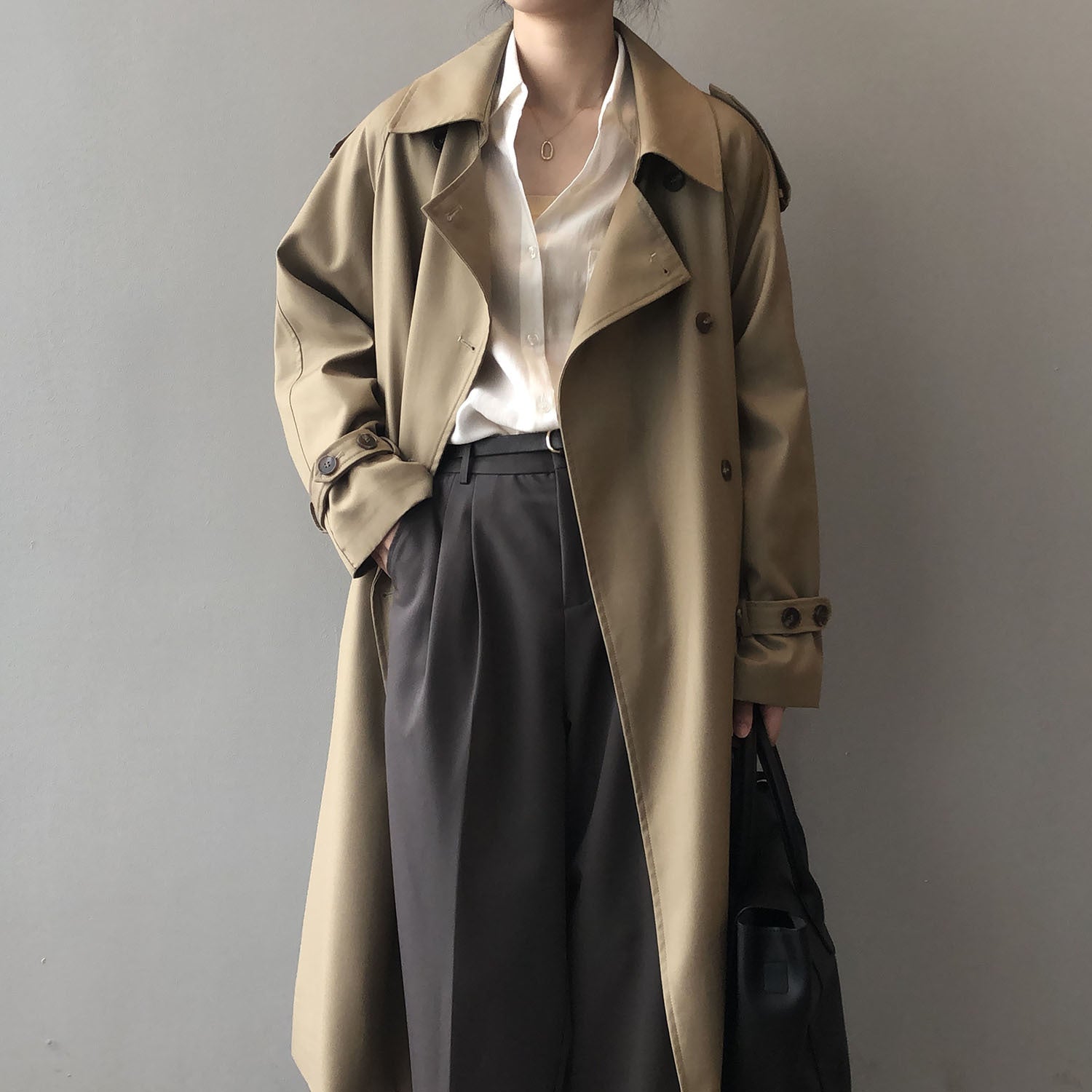 Élodie - Trench Coat Tendance avec Double Rangée de Boutons