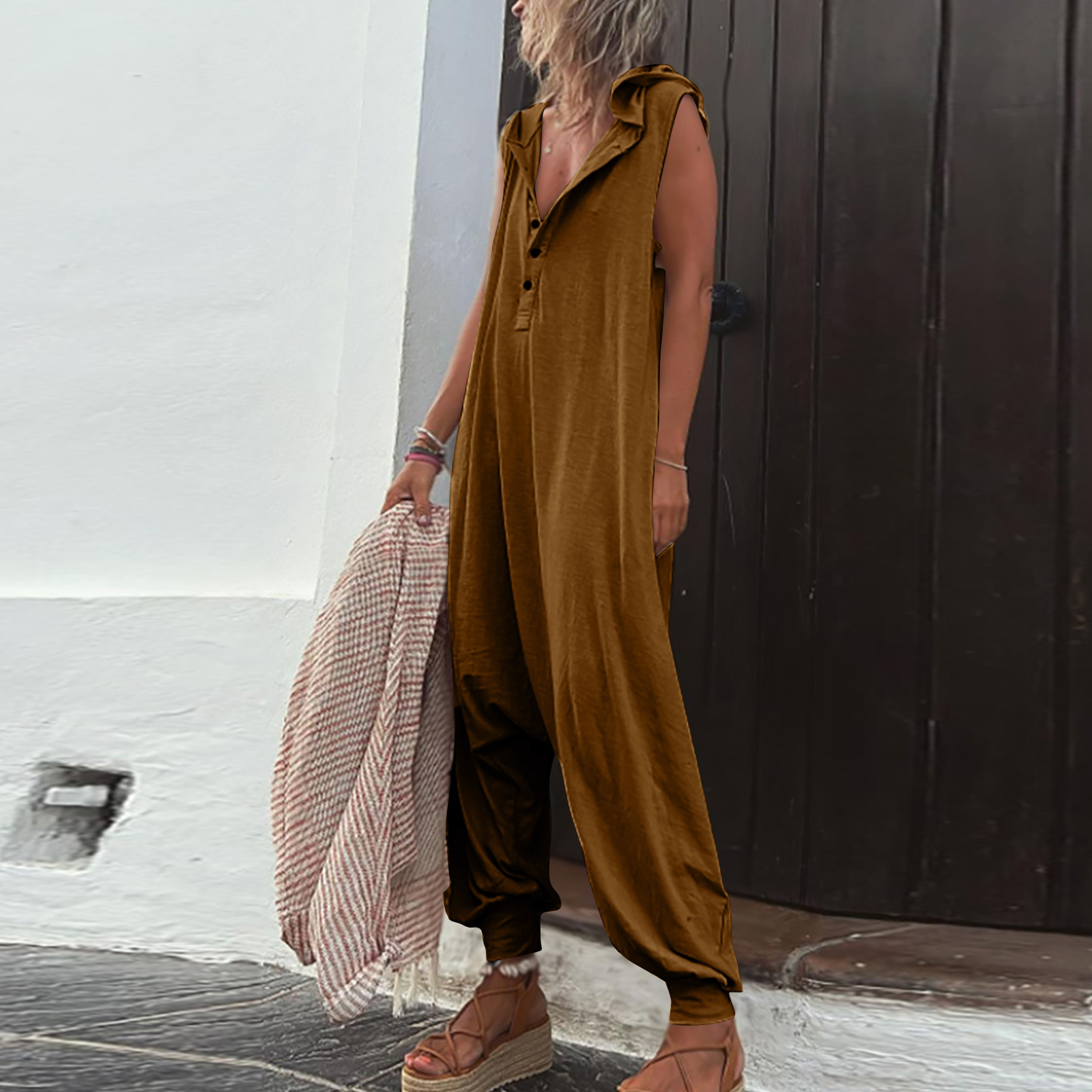 Boutique - Combinaison d'été Boho Décontractée et stylée avec imprimé estival