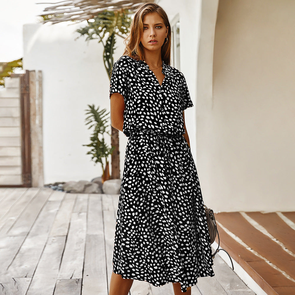 Boutique - Robe d'été à manches courtes et à pois