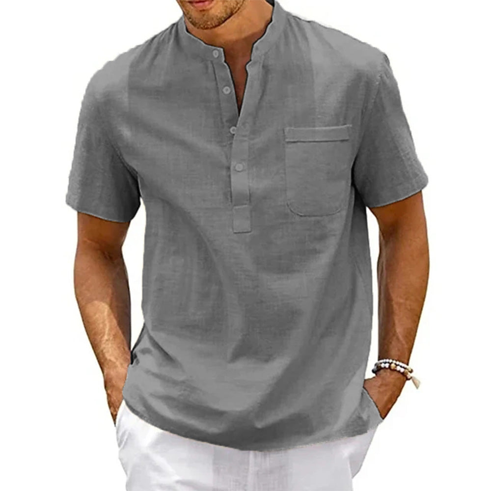 Chemise vintage Henley en lin et coton