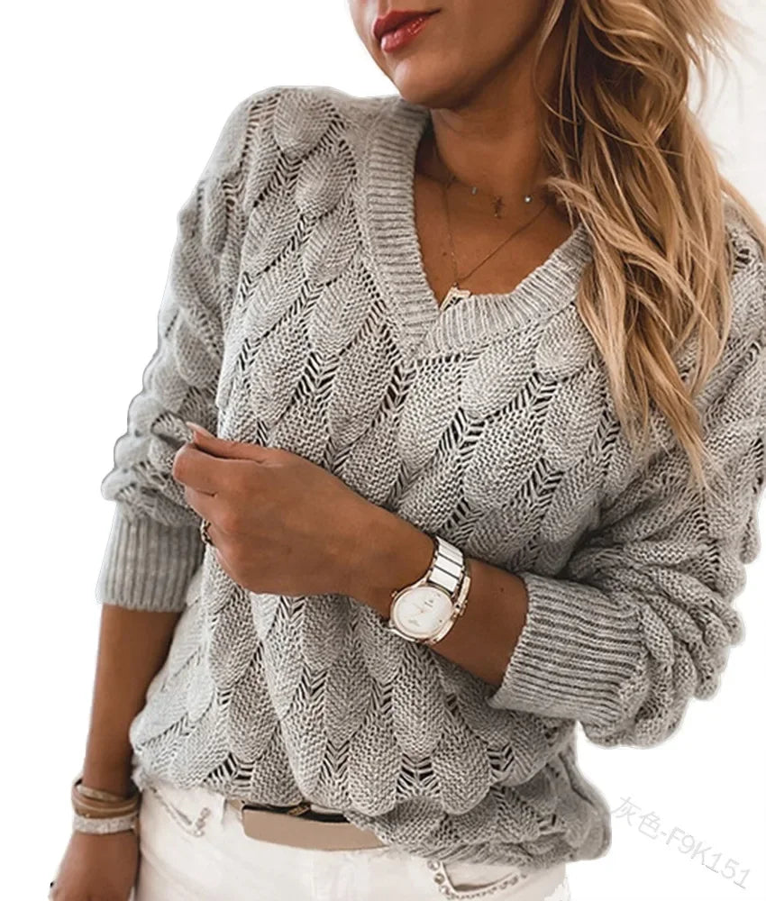 Adèle – Pull chaud pour femmes avec col en V, parfait pour les jours froids
