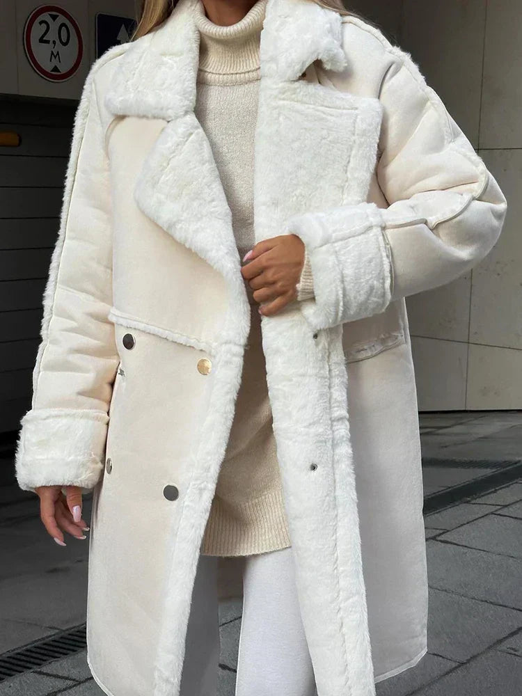 Nathalie - Long Manteau en Fausse Fourrure