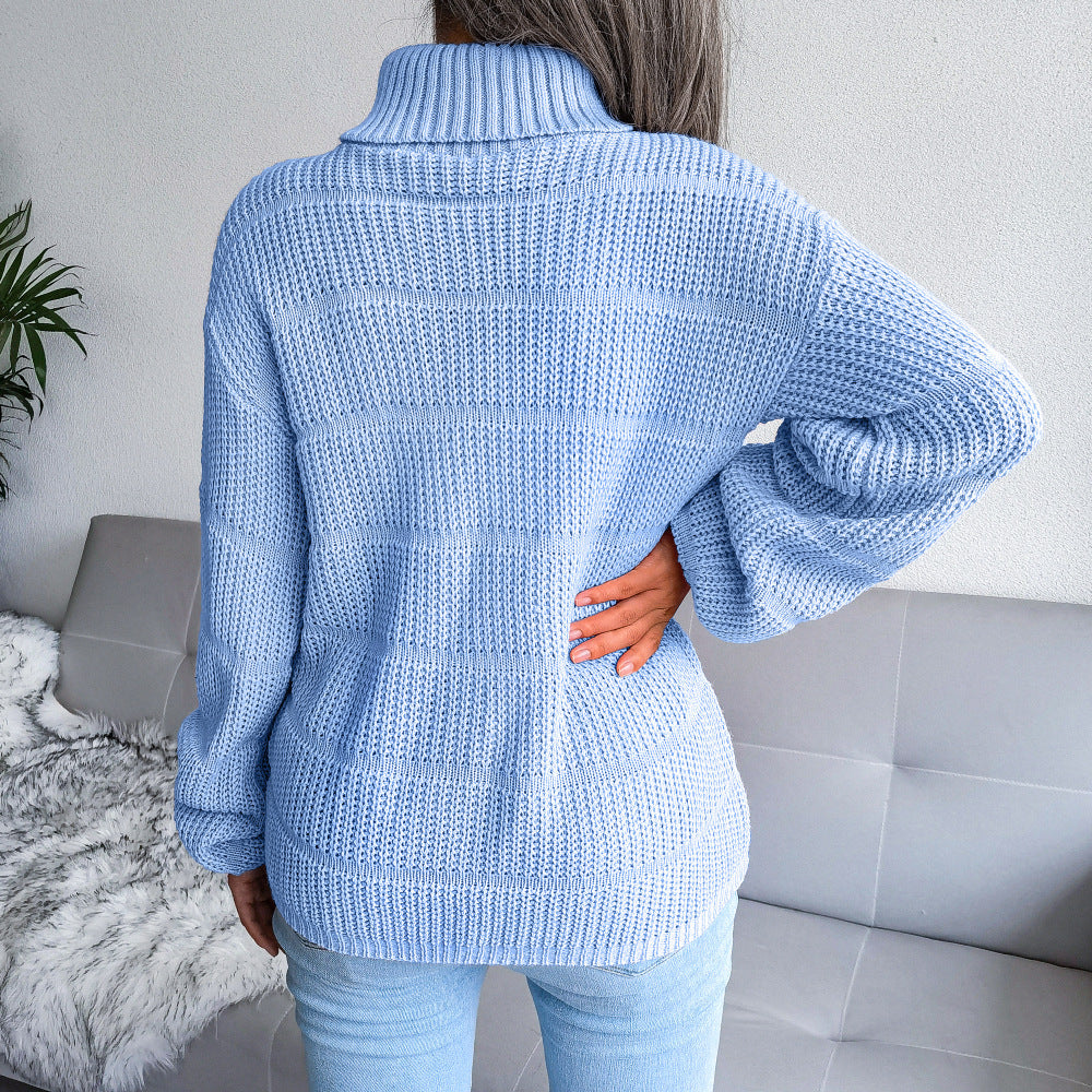 Noémi - Pull col roulé bleu clair pour un look frais