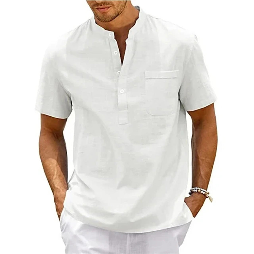 Chemise vintage Henley en lin et coton