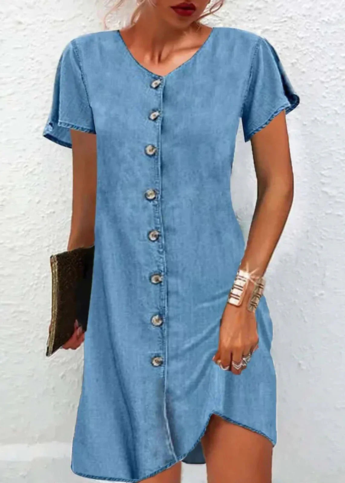 Ursula - Robe Simple en Denim Bleu