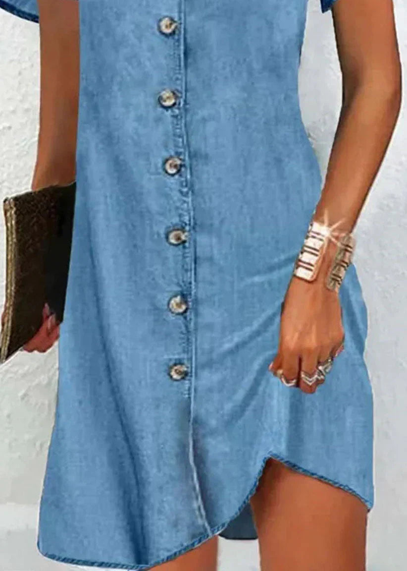 Ursula - Robe Simple en Denim Bleu