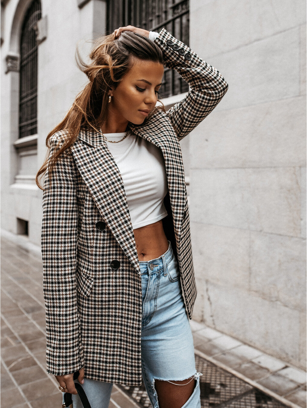 Yvonne – Blazer à carreaux élégant pour un look professionnel